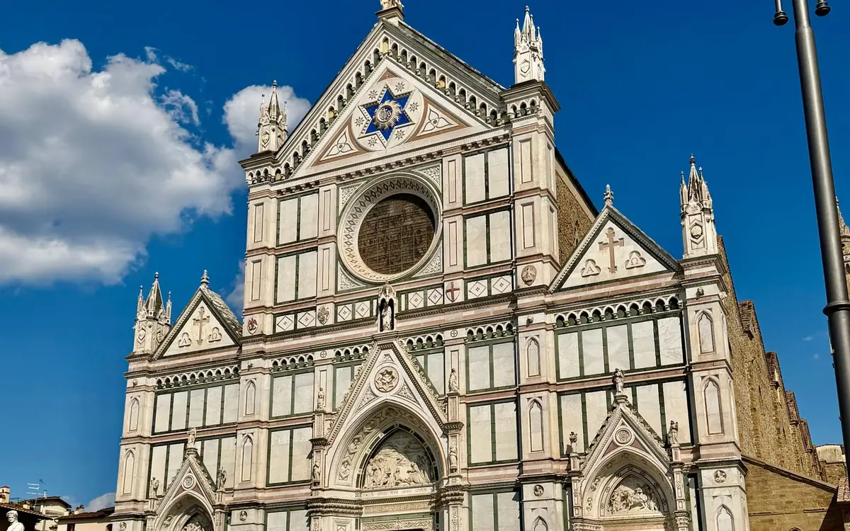 The marble front of the Santa Croce church in Florence